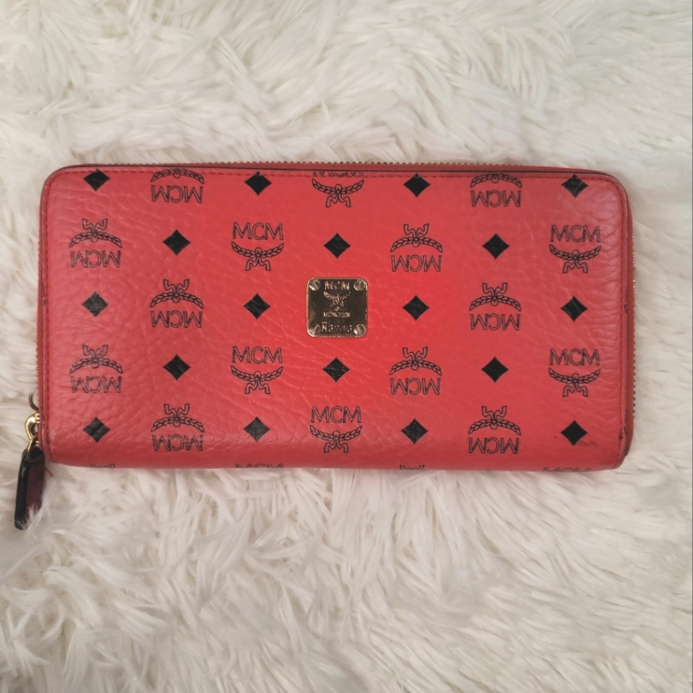 **Authentic** MCM Viestos Coated Canvas Zip Around Wallet